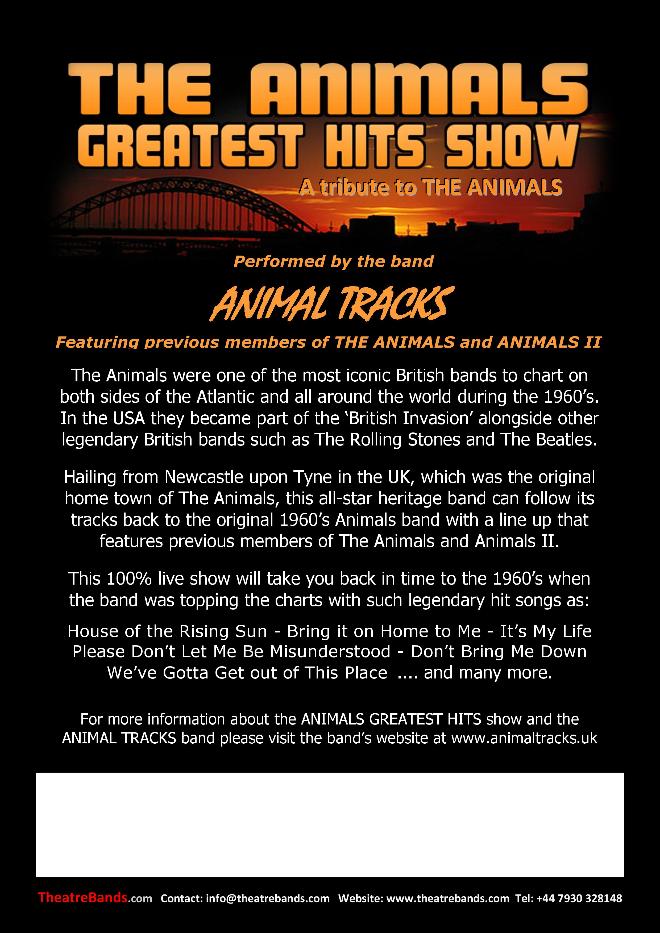 The Animals Greatest Hits show Animal Tracks poster
